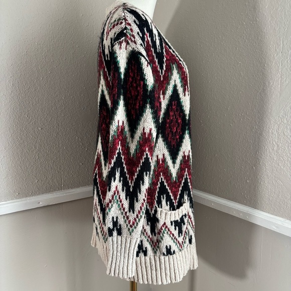 Mossimo Open Front Knit Cardigan Size Medium Argyle Print - Picture 6 of 9
